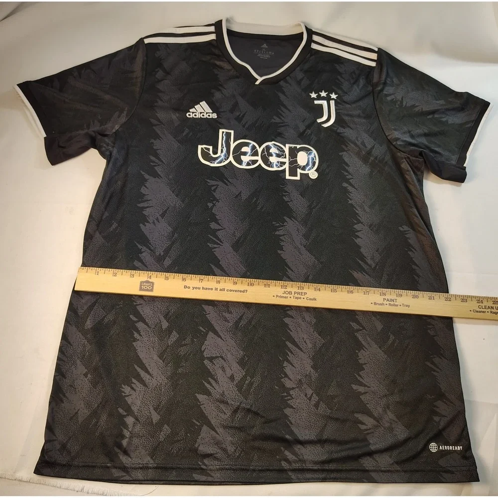 Adidas Juventus 2022-23 Away Soccer Jersey Black Carbon Jeep Graphic Print XL